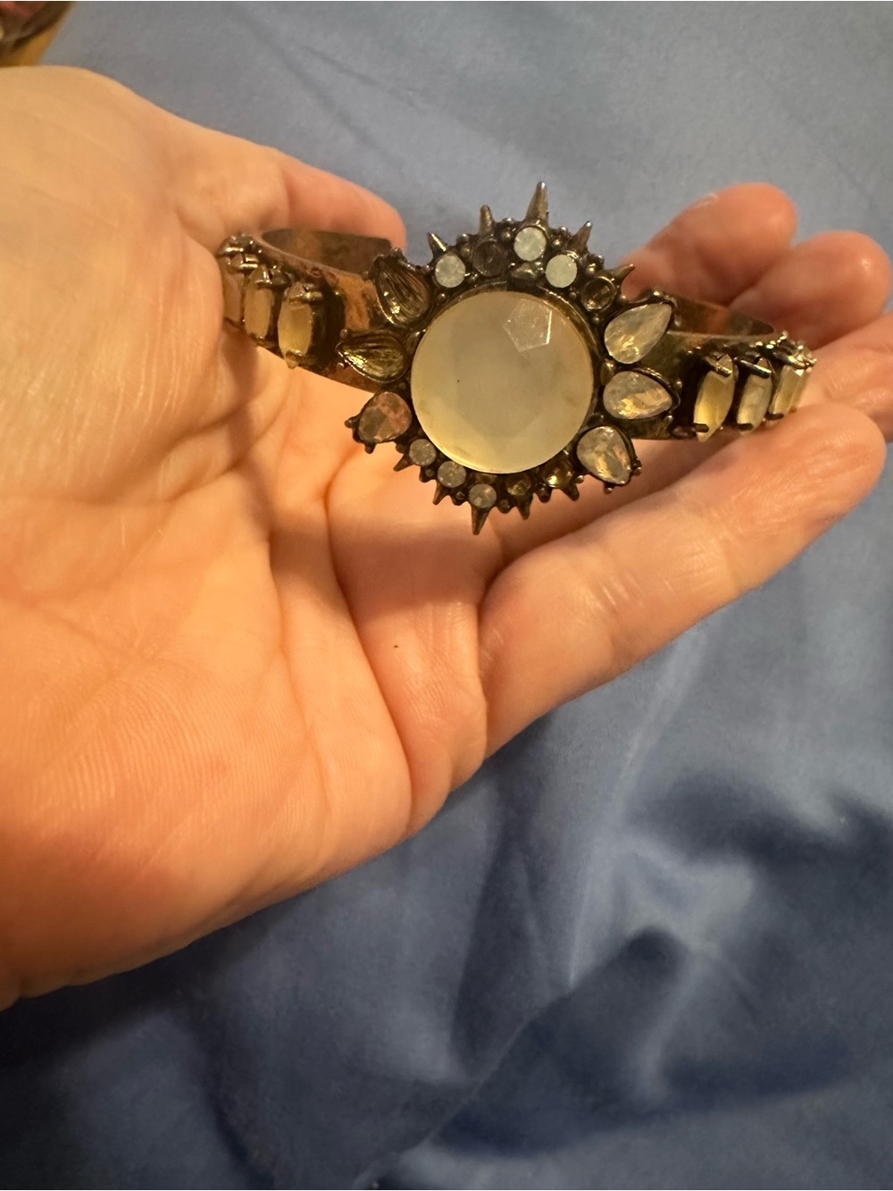 Vintage Lili Stone Cuff Bracelet, missing small stones